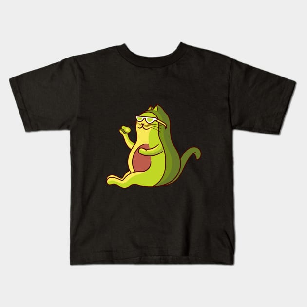 Avocado cat, vegan, Avogado kitty, Avocato kitten, go vegan, vegetarian Kids T-Shirt by crocozen